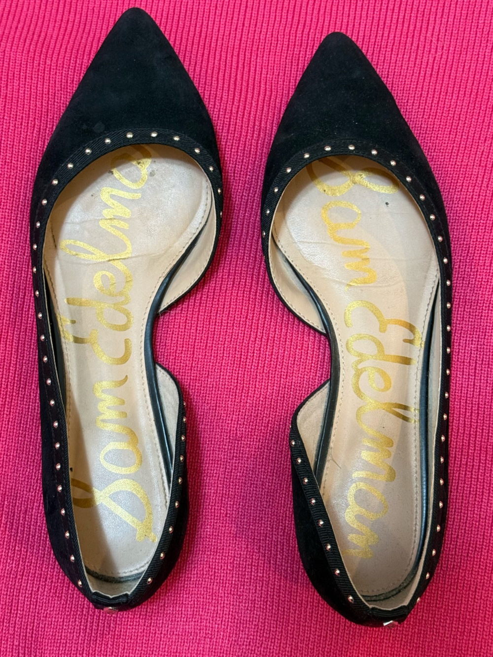 Sam Edelman Black Studded Suede D’Orsay Flats